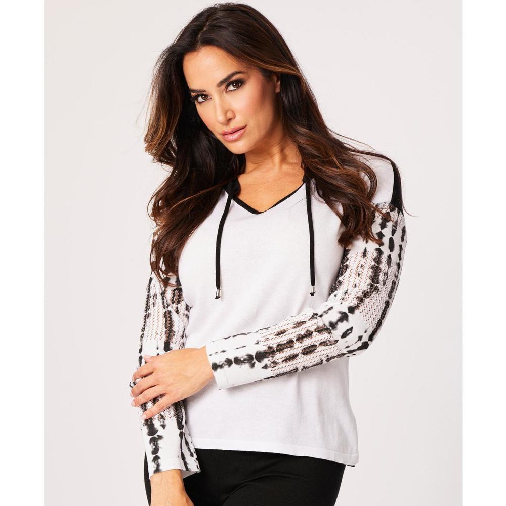 NEW ANGEL APPAREL v-neck hoodie in white/black